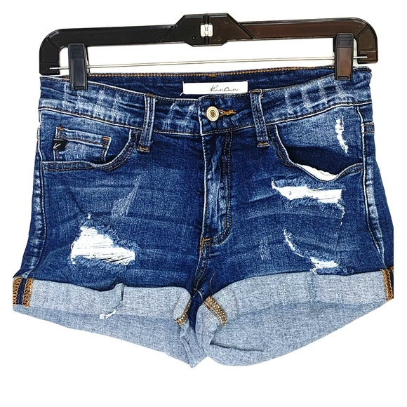 KanCan Pants - Kancan distressed rolled cuff denim jean shorts